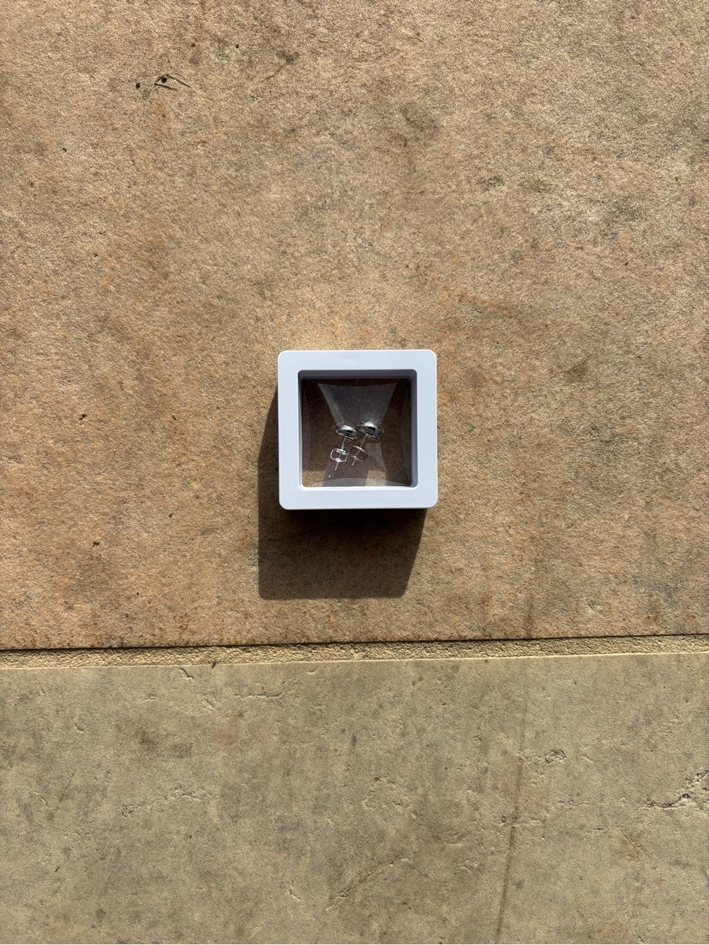 Delicate Silver Stud Earrings - White Display real moisinite